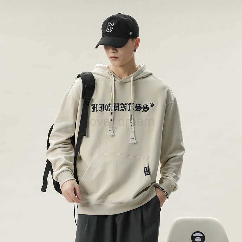 2024 New Hoodie Mens Autumn and Winter Fashion Loose Elastic Trendy Printed Street All-Match Long-Sleeved HoodieXJ240812