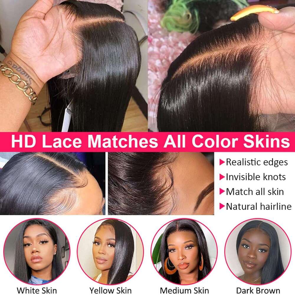 13X4 13X6 Hd 30 32 34 Inch Straight Front Human Hair 360 Lace Frontal 5X5 6X4 Closure Wig