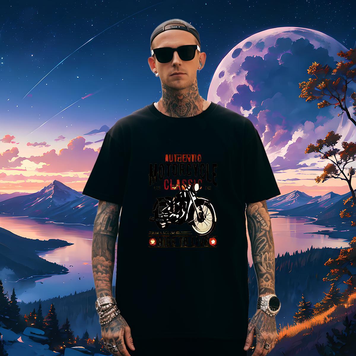Soft Men Tshirts Motorcycle 230g Cotton Outdoor Breathable Crew Neck T shirt Oversized DIY Customized Tees