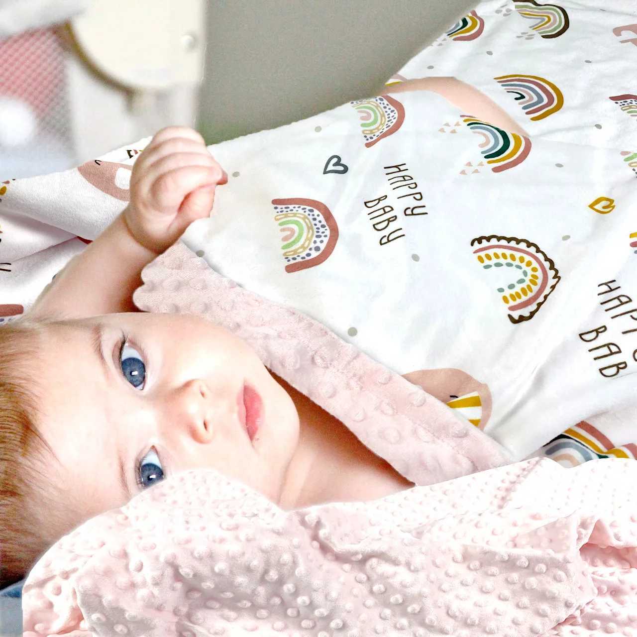 Baby blanket made of soft mint and double layered wool designed for boys girls toddlers and newbornsW240810