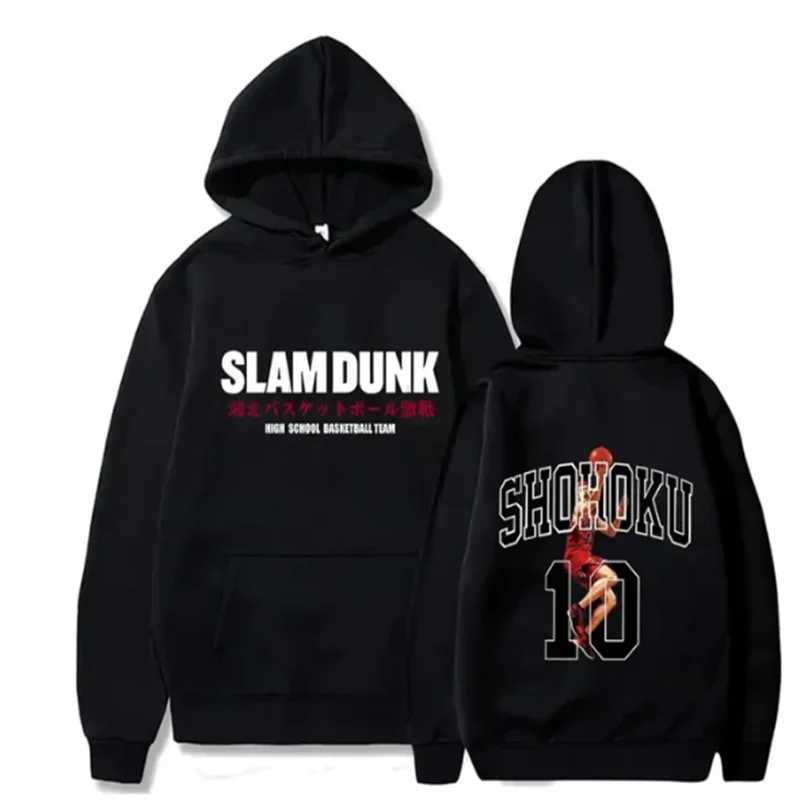 Anime Slam Dunk Hoodies de l pulver casual com capuz streetwear Hip Hop moletons Sakuragi Hanamichi Print Tops outonoXJ240812