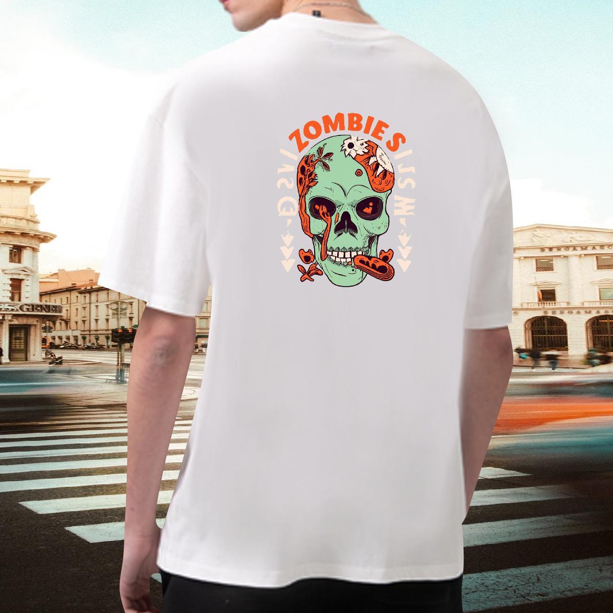 Designer T-Shirts for Men skull Tops Tees 230g Cotton Beach Brand DIY Anime O Neck Short Sleeves Men Tees