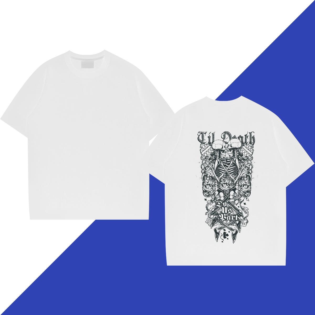 2024 Men T Shirts skull Clothes 230g 100% Cotton Street Comfortable Cartoon Printing L-4XL Round Neck Short Sleeve Couples T Shirts
