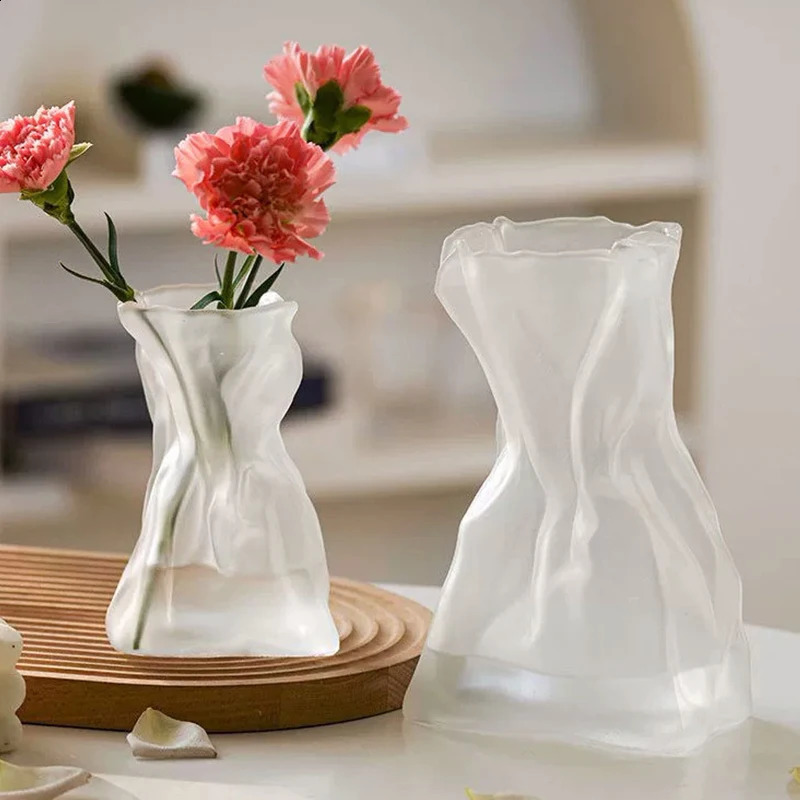 Modern glass flower vase painted hydroponic plant pot table decoration home office desktop 240810