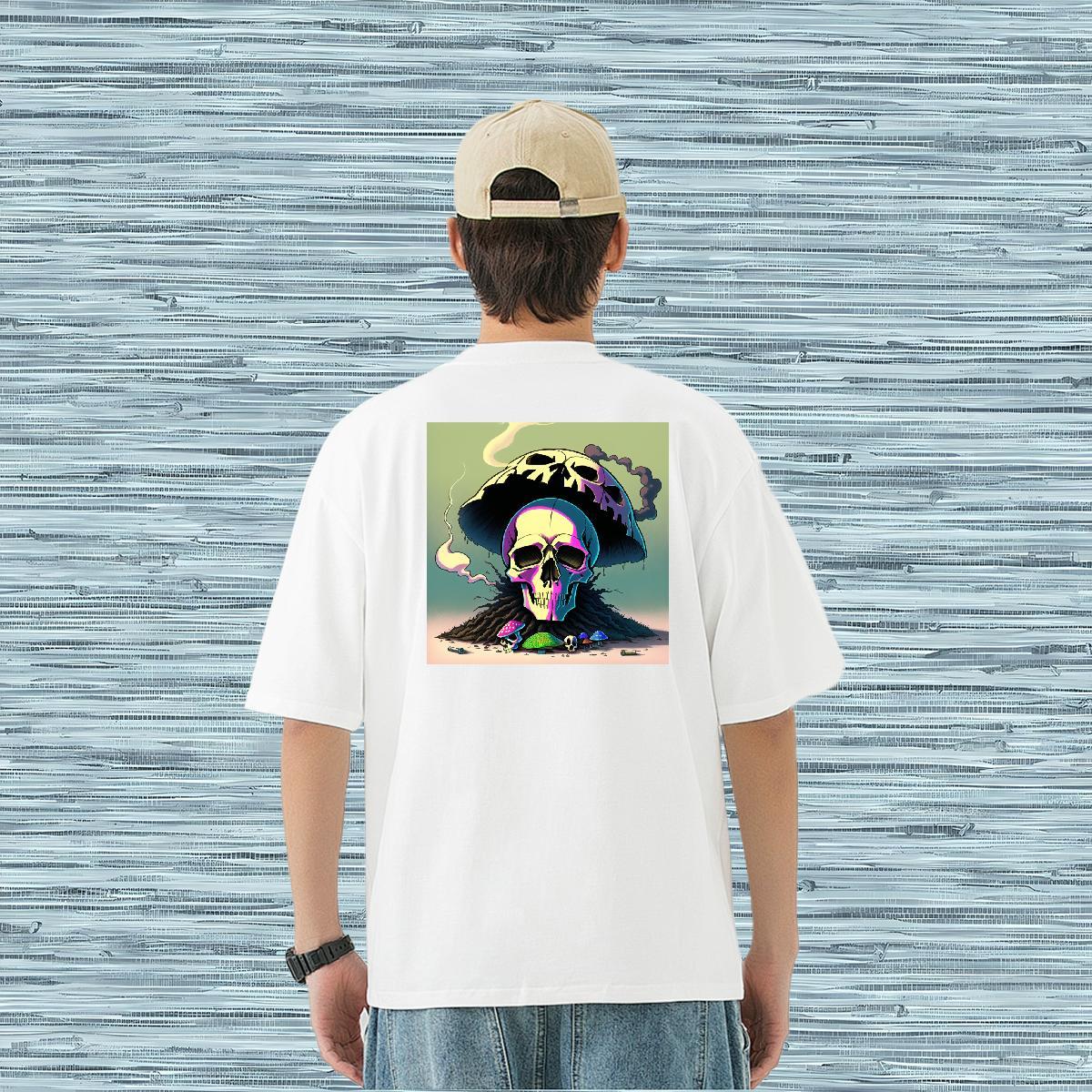 Free Shipping Man T Shirts skull Tops Tees 230g Pure Cotton Spring Summer Designer Cartoon Print Breathable Crew Neck Men Tees
