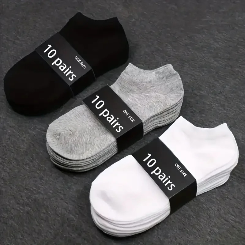Unisex 102040 Pairs Solid Socks Soft Lightweight Low Cut Ankle Socks Bulk Black White Grey Men Women Stockings Hosiery 240812