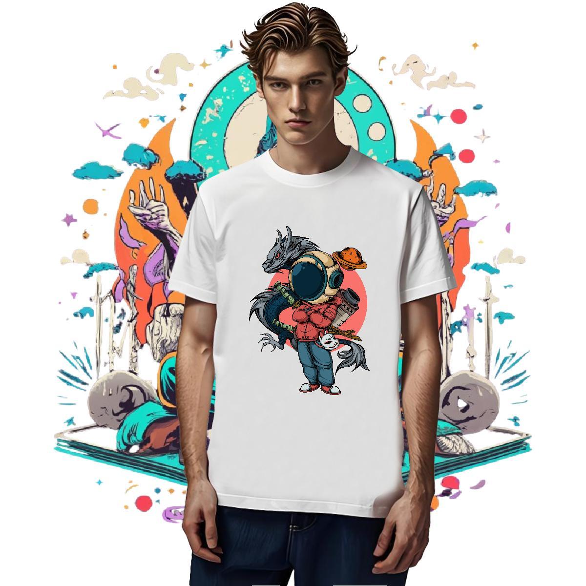 Brand T-Shirts 230g Cotton Tshirts Beach Crew Neck Breathable Anime Loose Fit Tee Shirt