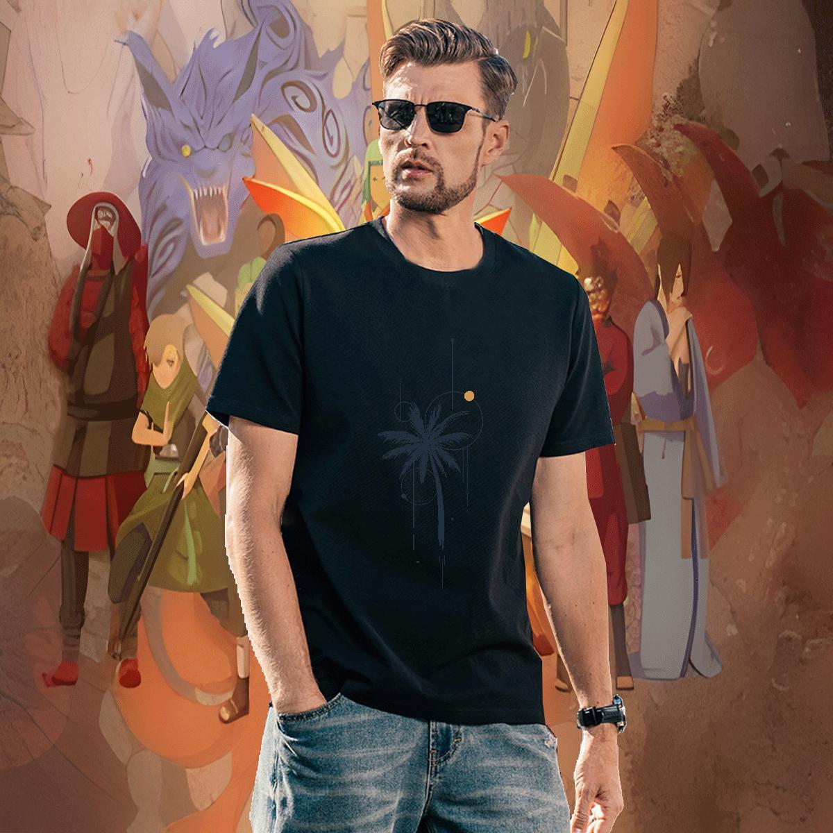 Classic tree T Shirts Men Casual Daily Wear Men Clothes T-Shirt 230g Cotton Fashion Designer Crew Neck Breathable Black White Polos