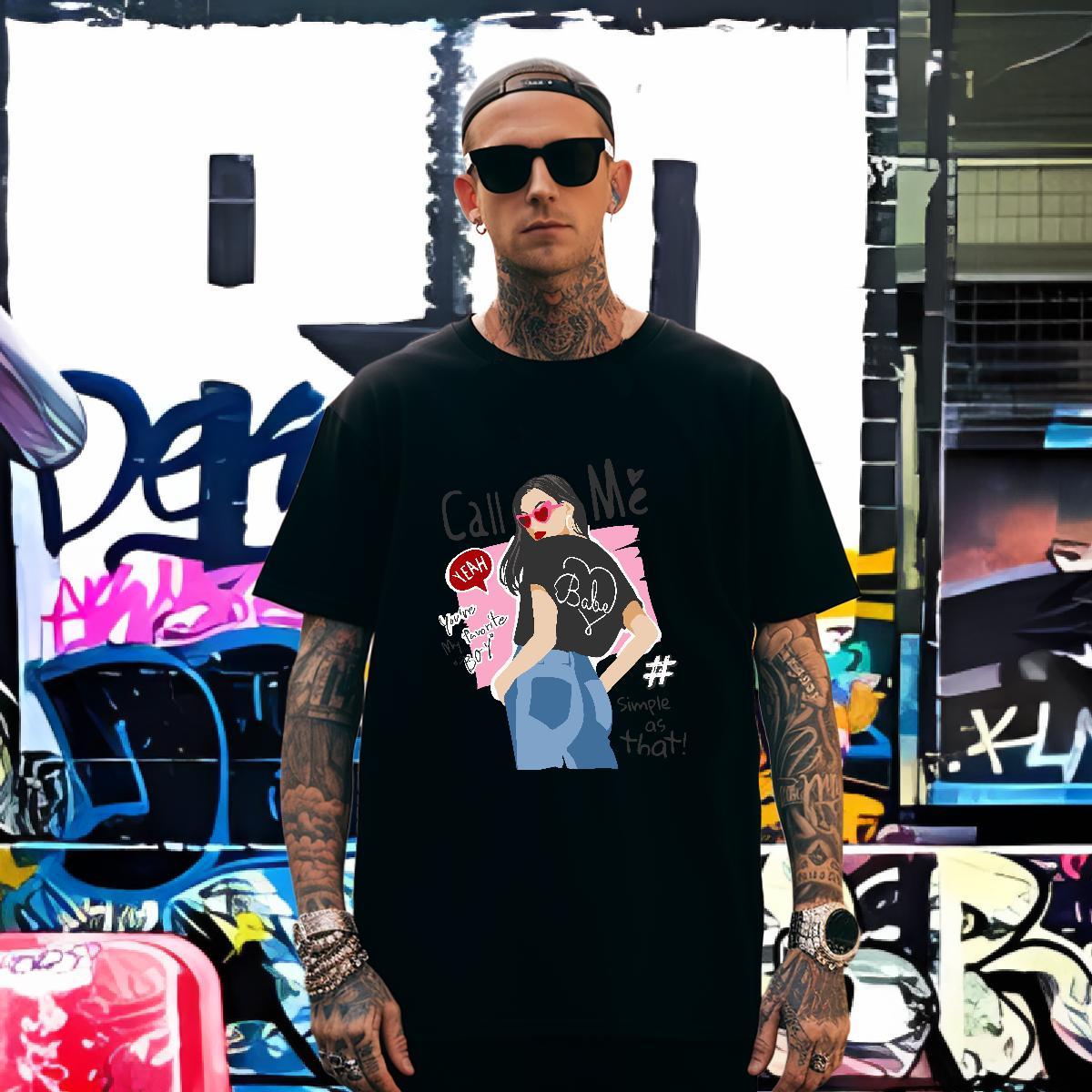 T-Shirts 230g Cotton person Hip Hop Street Breathable Crew Neck White Plus Size Men Tshirts 2024 High Quality Tees