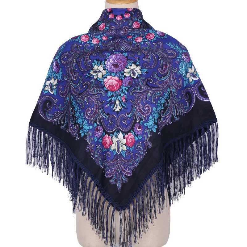 New Bohemian shawl womens autumn/winter printed warm shawl with Muslim headscarf style square shawl W240810