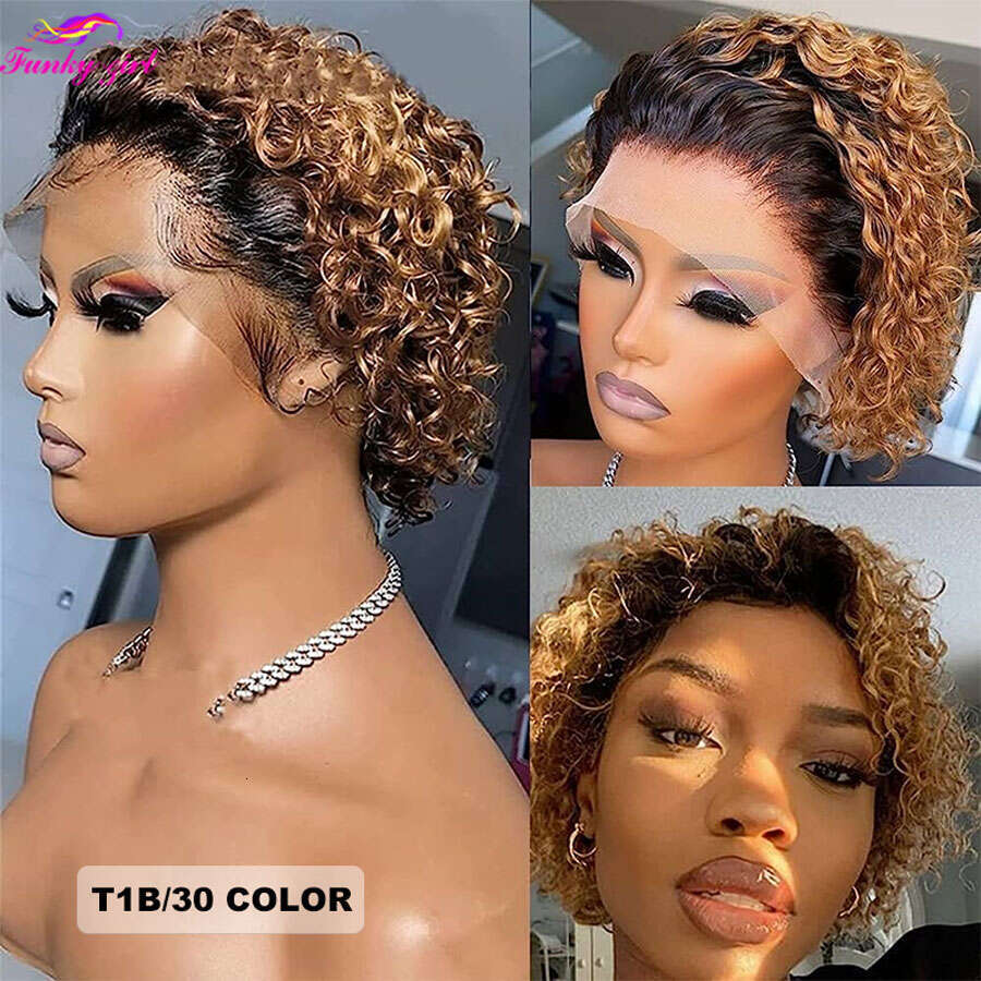 Short Bob Pixie Cut 13X1 Front Brazilian Human Wigs Cheap Remy Hair Transparent Lace Wig For Women