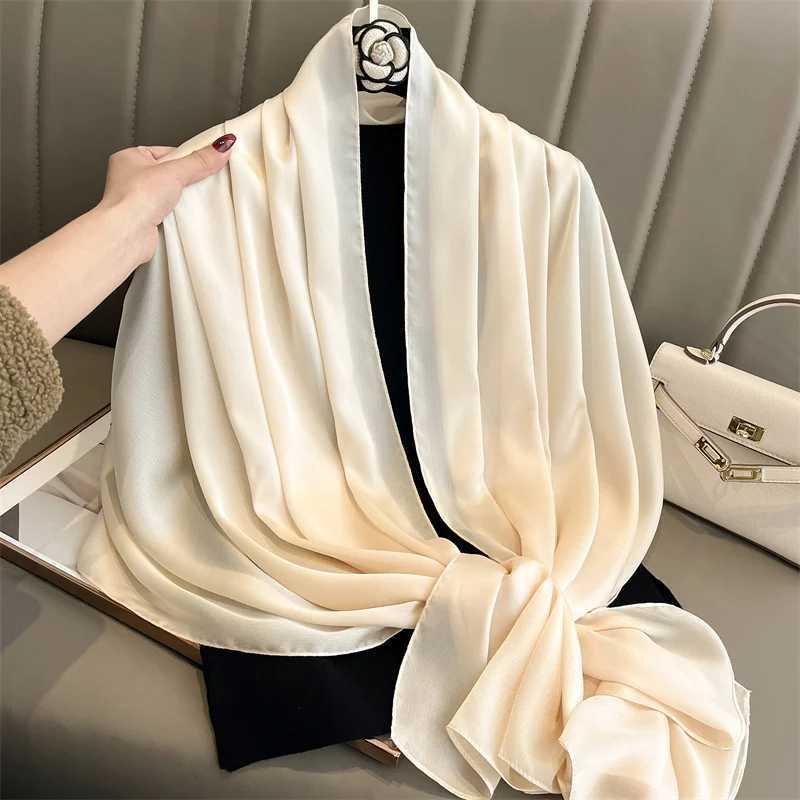 New 16 color solid silk scarf for women fashionable and high-quality soft scarf for women Foulard Bandana beach cover wrapped in luxury W240810