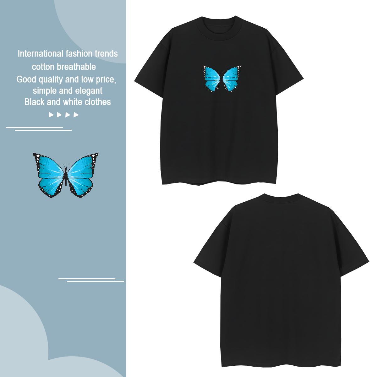 Cool Design T-Shirts for Men Butterfly Short Sleeve Soft Summer Casual Anime 230g Cotton Couples T Shirts Designer Tees Shirts