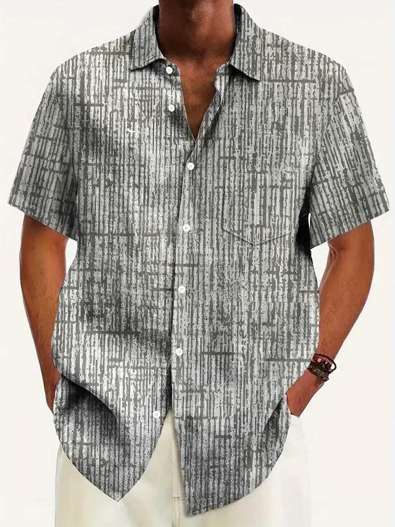 2024 New Mens Vintage Fashion Casual Sleeve Button White Dot Print Pattern Shirt Suitable for Summer Vacation Street WearXJ240812