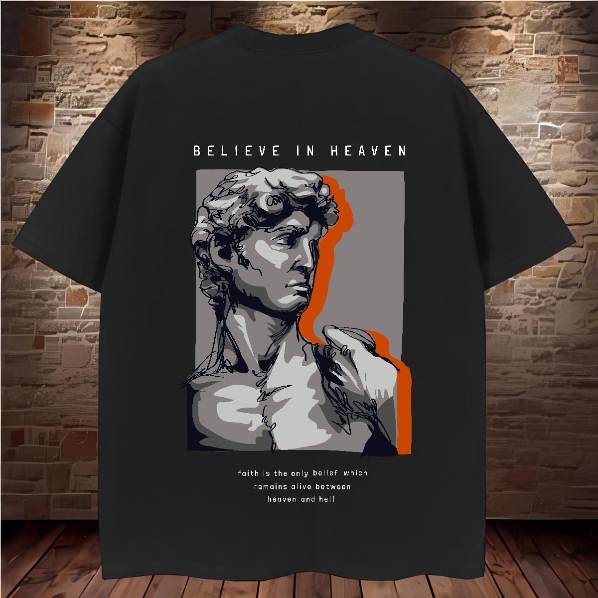 T Shirt For Man 230g 100% Cotton portrait Summer Casual Breathable Short Sleeve White Plus Size Men Tees Fashion Casual High Quality Tshirts