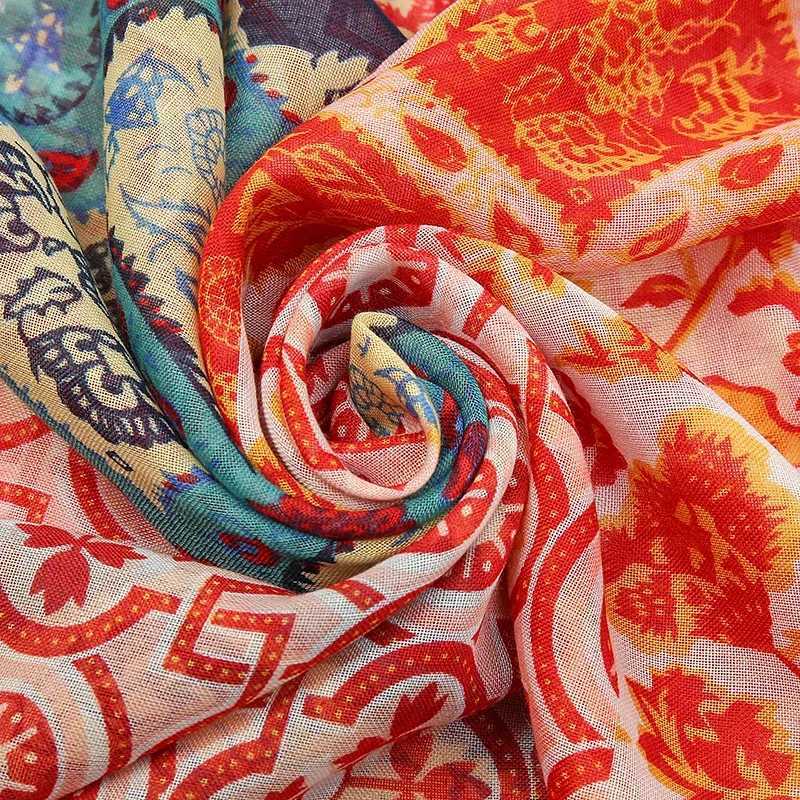 Elegant printed headscarf with cotton adhesive tassel shawl suitable for womens fashionable beach long scarf womens floral headscarf 185 * 100cm W2408