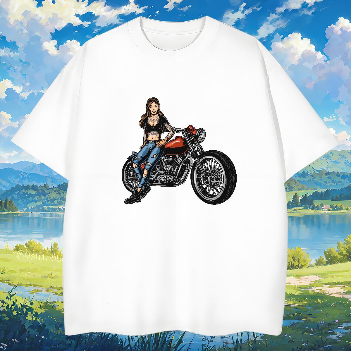 Cool Tshirts Motorcycle 100% Cotton 230g Casual Breathable Short Sleeve T-Shirts Customized Print Fashion Tops Shirt