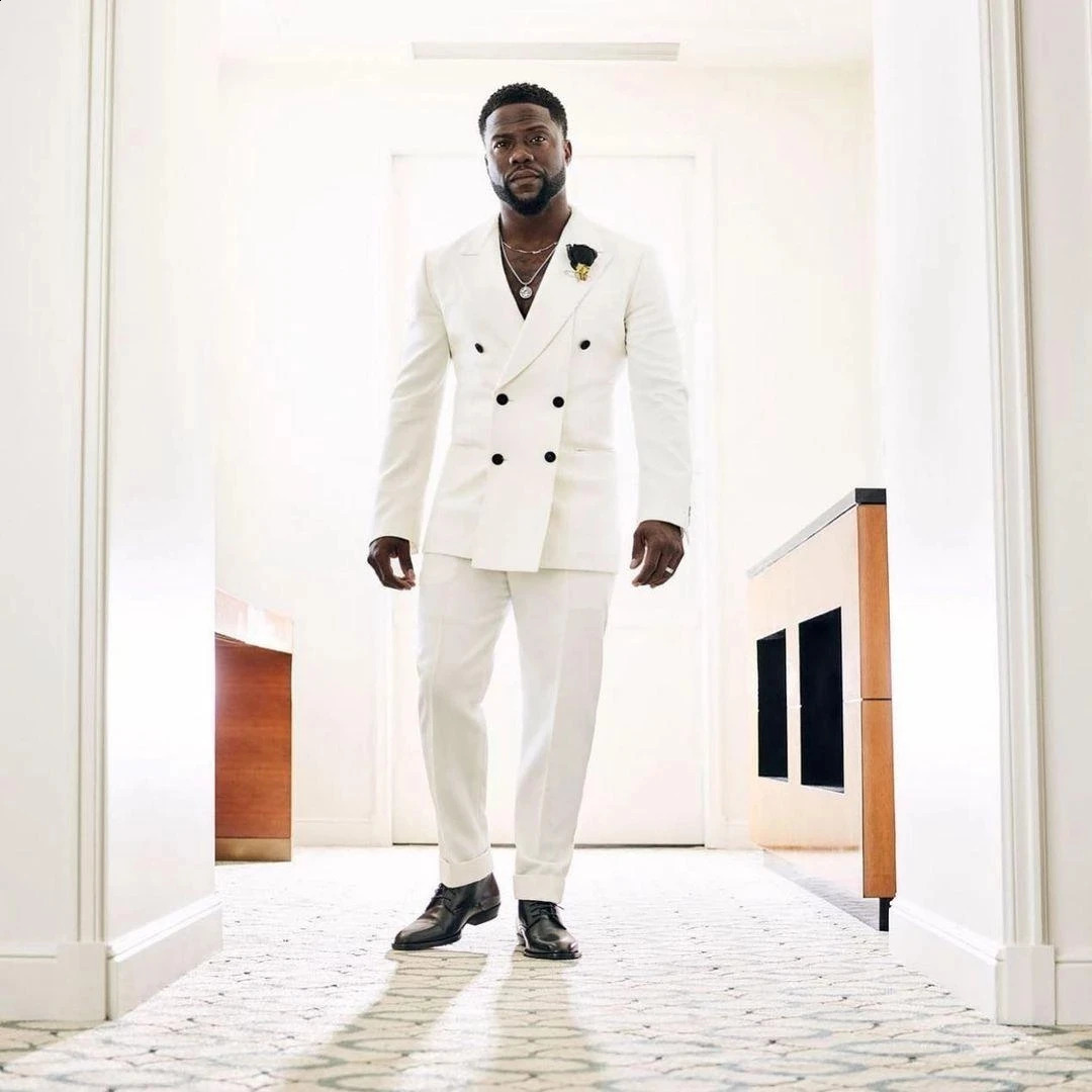 White Double Breasted Men Suits Costume Homme Wedding Groom Tuxedos Prom Slim Fit Terno Masculino Blazer 2 Pc JacketPants 240812