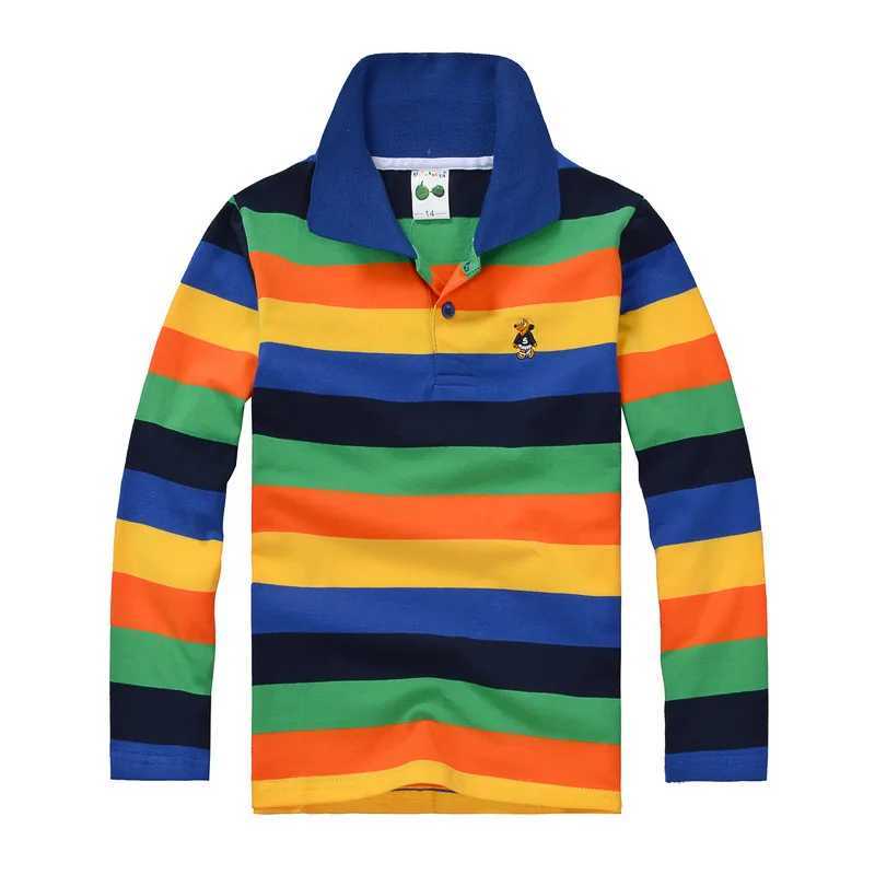 High quali Boy Polo Shirt Brand Childrens Warm Cotton Solid Color lapel long Sleeve short-sleeved Stripe T-shirt 3-14 years oldXJ241225
