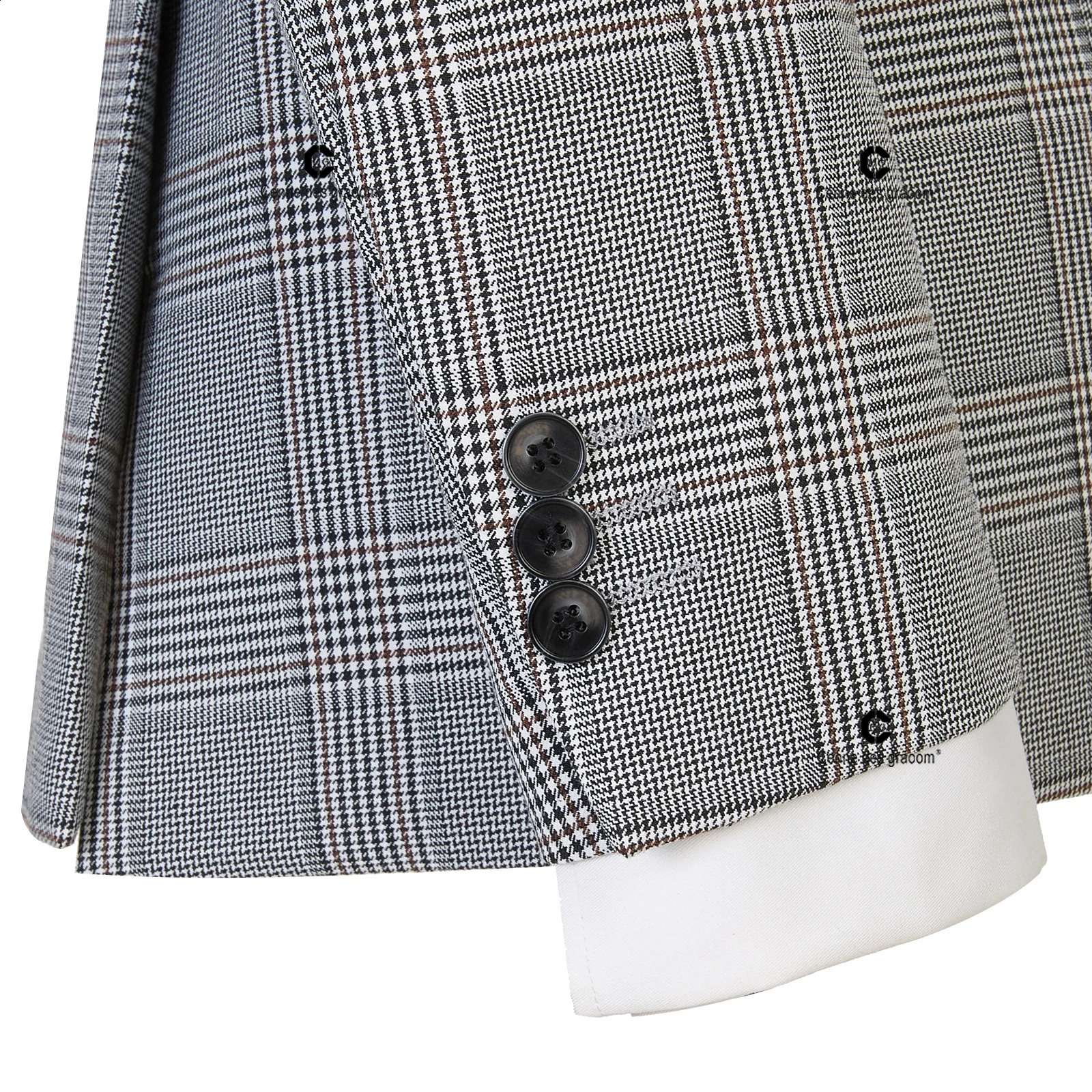 Cenne Des Graoom Classic Full Mens Suit Plaid 2 Pcs Vintage Double-Breasted Jacket Vest Pants for Office Business Wedding 240812