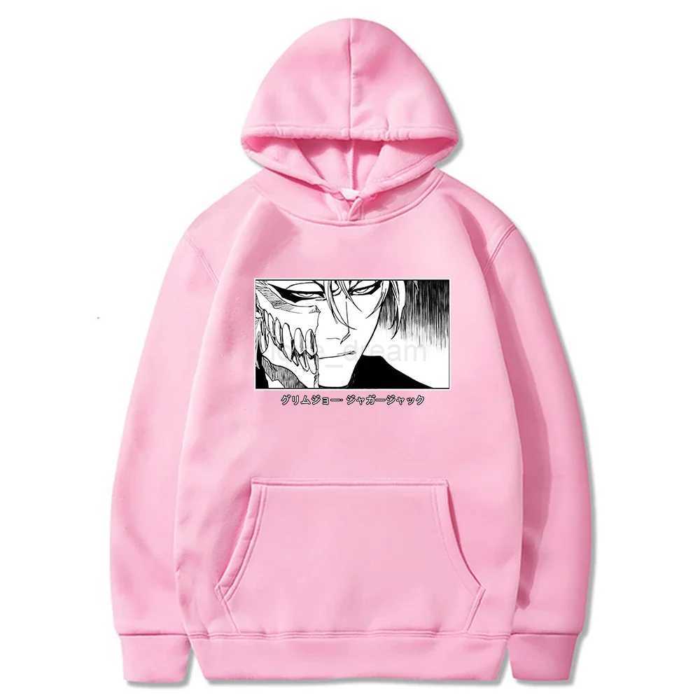 Harajuku Kurosaki Ichigo Bleach Japan Anime Hoodies Mens Funny Cartoon Split Face High Street Long Sleeve Casual SweatshirtsXJ240812