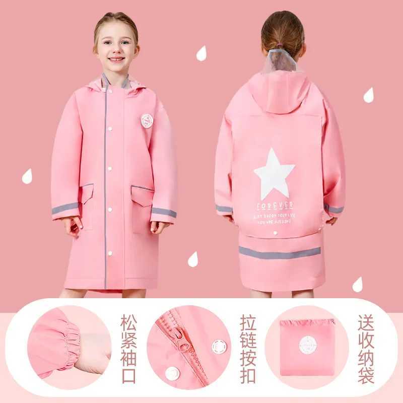Raincoat Children Rain Poncho Boys Girls Poncho with Schoolbag Child Thickened Windbreaker Raincoat Rain Poncho Y240813