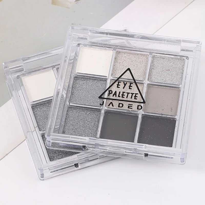 Cement Grey Smoky eye shadow Palette Black Punk Black Metal l 9 Color eye shadow Tray White Bright Silk Shiny MakeupW241212