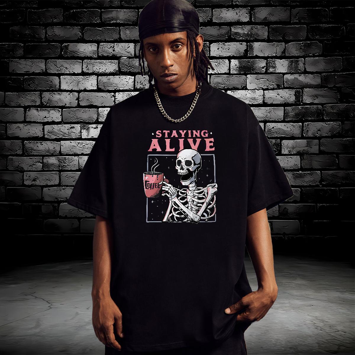 New Arrival Mens T Shirts skull Wear 230g Cotton Hip Hop Street Designer Oversized 4XL Short Sleeve O-Neck Men Tops Tees