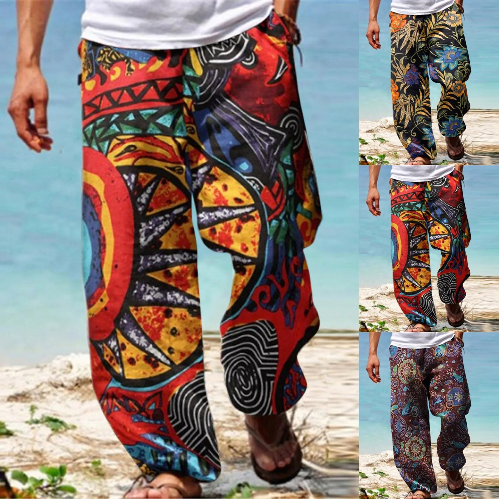 Fuzzy House Cute House Mens Pants Casual Versatile All Print Loose Plus Size Pants Fashion Beach Pocket Trousers 240812