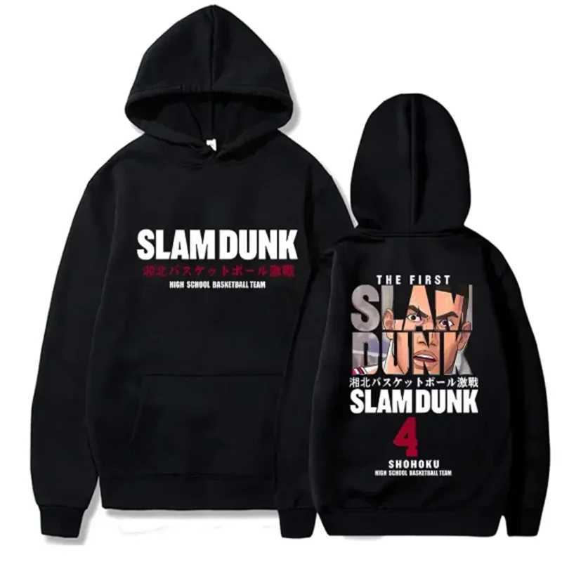 Anime Slam Dunk Hoodies de l pulver casual com capuz streetwear Hip Hop moletons Sakuragi Hanamichi Print Tops outonoXJ240812