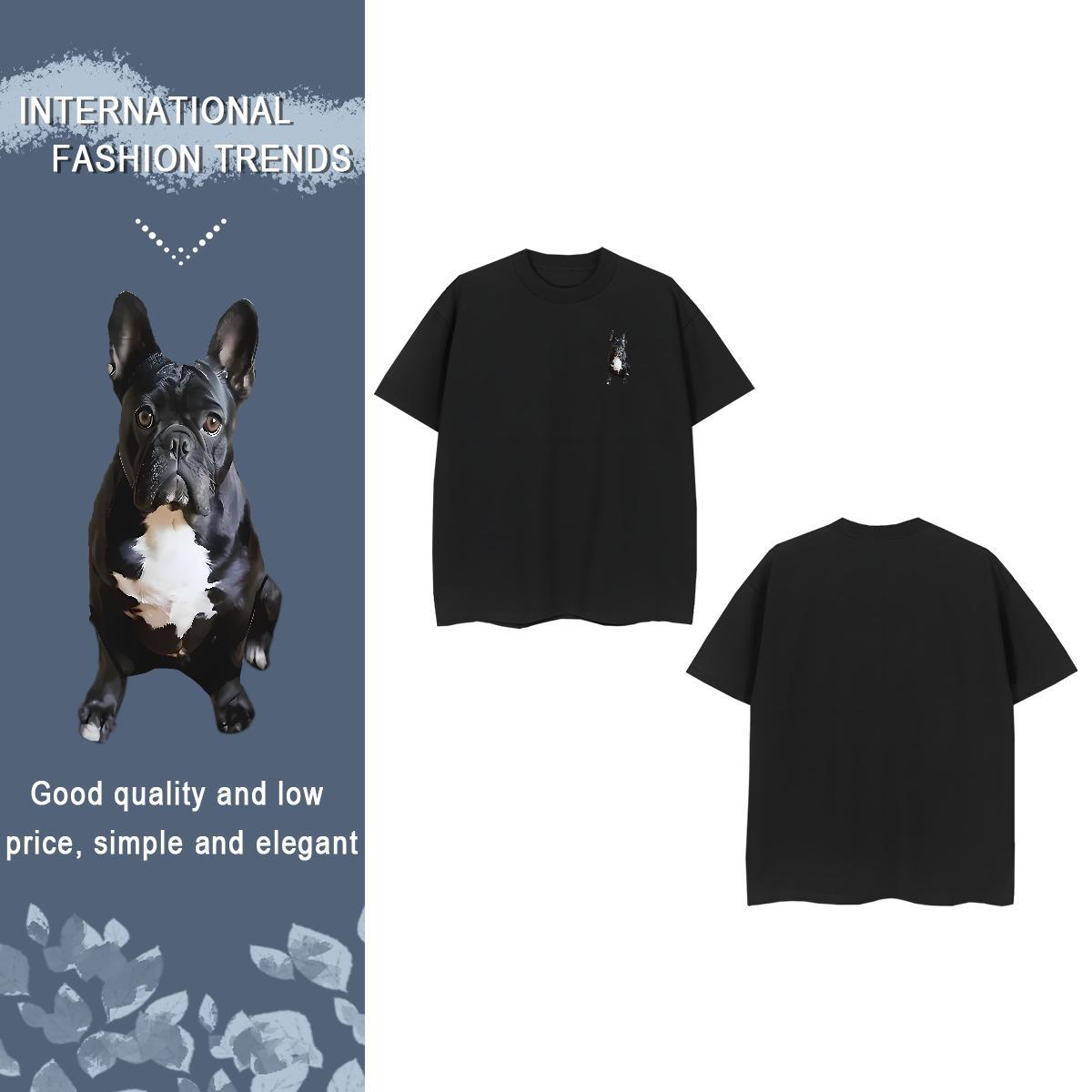 T-Shirts for Men 230g 100% Cotton dog Casual Beach Breathable Short Sleeve Anime Tshirts Fashion Unisex Tees Shirts