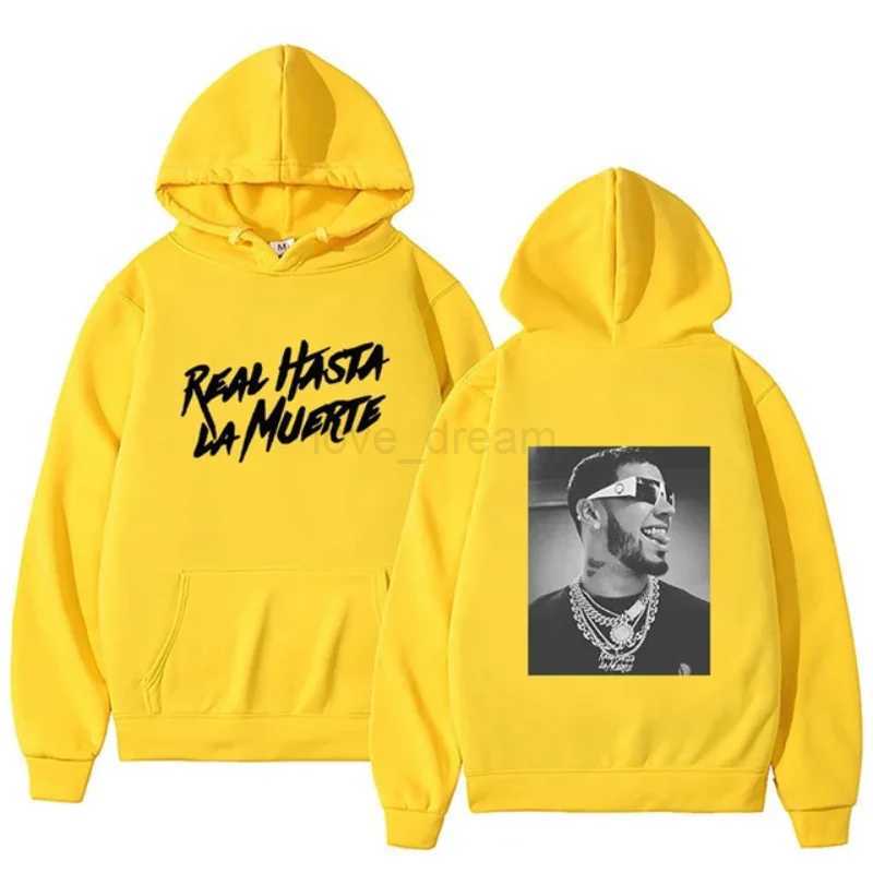 Spring and Autumn Rapper Hoodie Anuel AA Real Hasta La Muerte Printed Sweatshirt Streetwear Loose Pullover Casual Hoodie2XJ240812