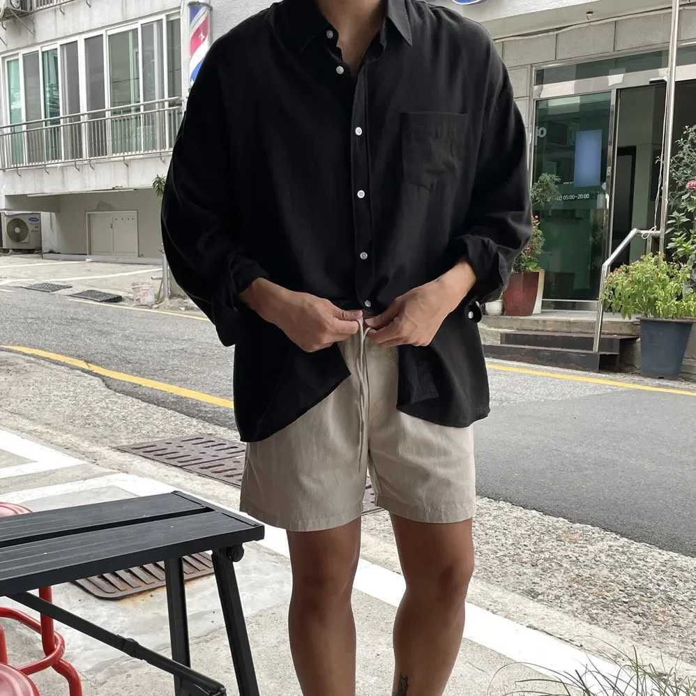 Cotton Linen Fabric Mens Shirt Thin Coat Summer New Korean Style Breathable Shirt Casual LooseXJ240812