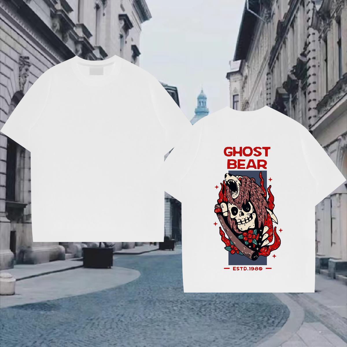 New Designer Men T Shirts skull Clothes 230g 100% Cotton Spring Summer High Quality Customized Print Breathable Crew Neck Tshirt for Man Woman