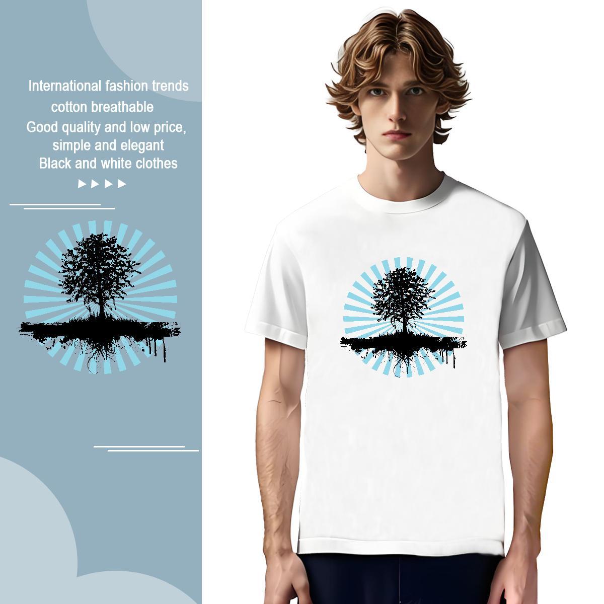 T Shirt For Man 230g 100% Cotton tree Spring Summer Short Sleeve Soft Plus Size Cartoon Mens Tshirts Wholesale Designer Top Tees