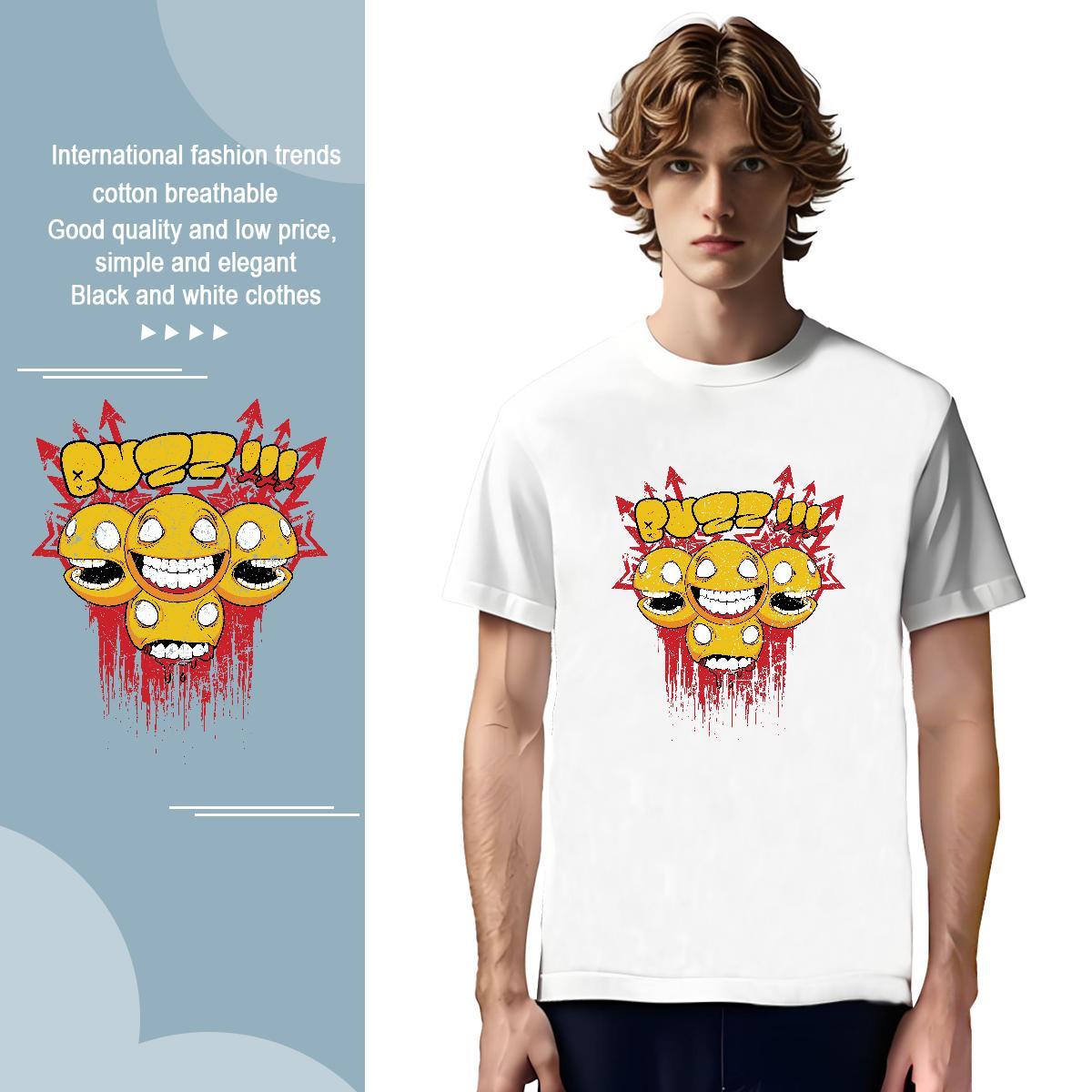 Classic Couples T Shirts ET 230g Cotton Hip Hop Street Breathable Soft T Shirt For Man Cartoon Print 2024 Summer Wear