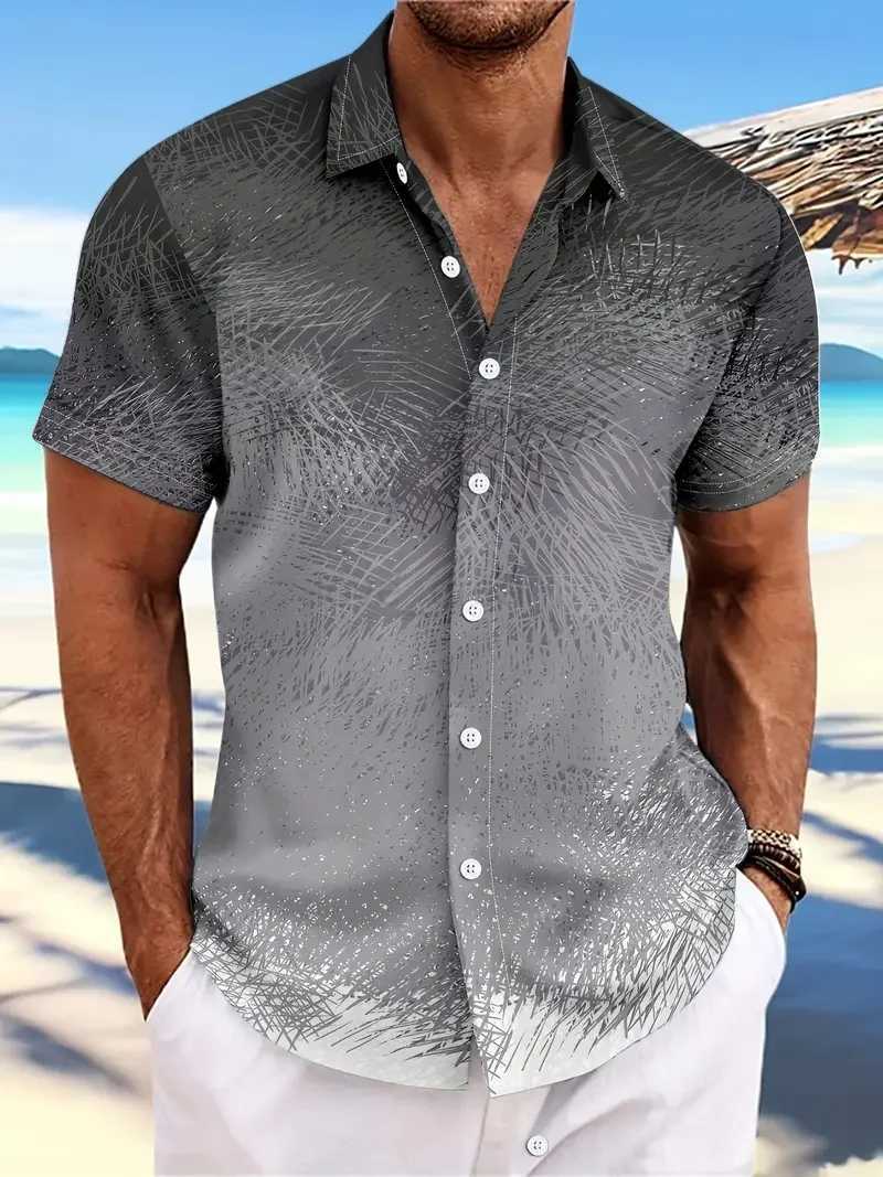 2024 New Mens Vintage Fashion Casual Sleeve Button White Dot Print Pattern Shirt Suitable for Summer Vacation Street WearXJ240812