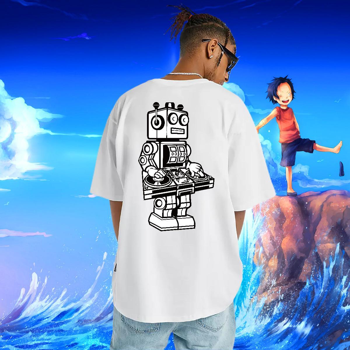 Stylist Mens T Shirts robot Tee Shirt 230g Cotton Hip Hop Street Soft Oversized 4XL Breathable Soft Tshirt for Man Woman
