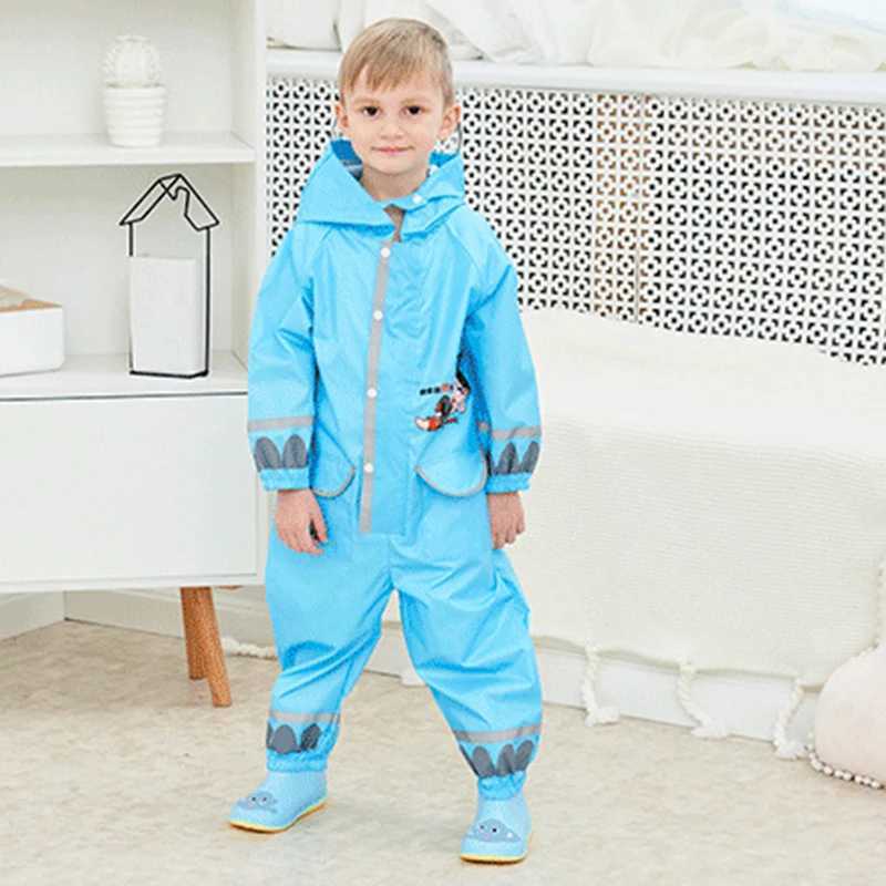 Children Raincoat Cartoon For Kids One Piece Rain Suit With Zipper Buckle Closure Unisex Adjustable Waist Elastic Cuff Y240810