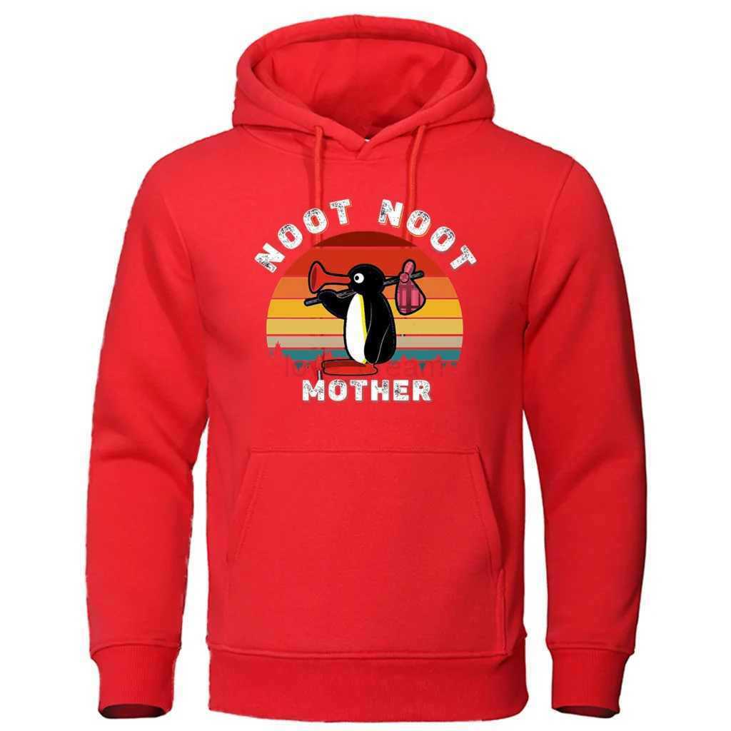 Noot Pingu Retro Funny Hoodie Oversized Aesthetic Ulzzang Cute Graphic Clothing Loose Breathable Sportswears Warm CoatsXJ240812