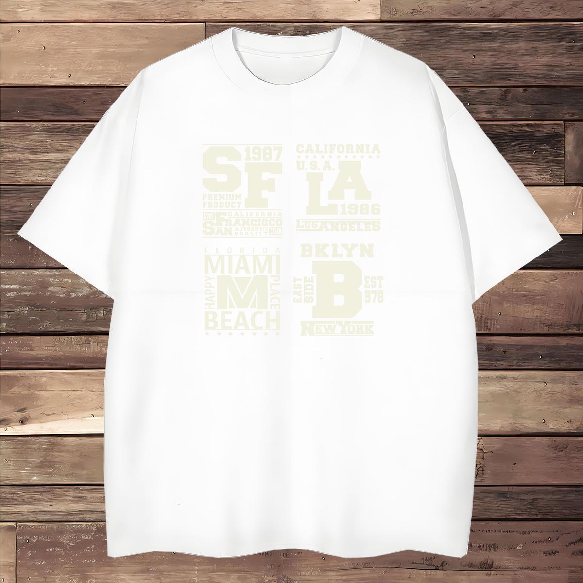 2024 230g Pure Cotton T-Shirts for Men letter Home Outdoor Tshirts Clothings Breathable Short Sleeve Popular Plus Size Cartoon