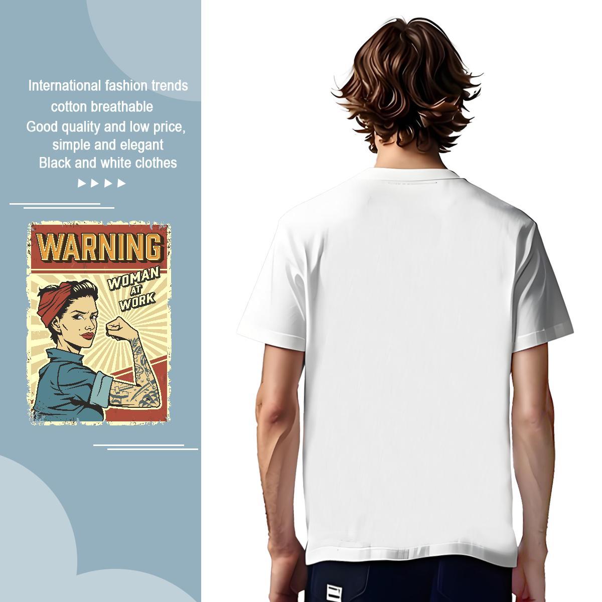 T shirt 230g Pure Cotton portrait Sport Breathable Cartoon Print Men Clothes T-Shirt 2024 Summer Unisex Tee Shirt