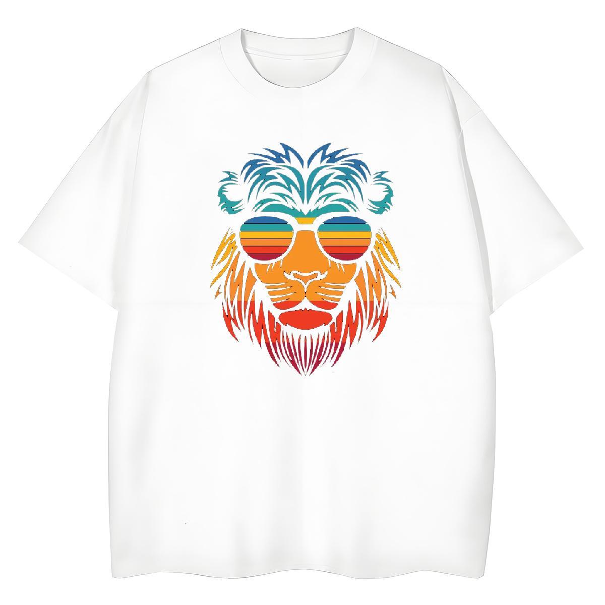 Free Shipping Mens Tshirts Street Wear 230g Pure Cotton Skull Crew Neck Breathable lion Men T Shirts Fashion Design Tops Tees