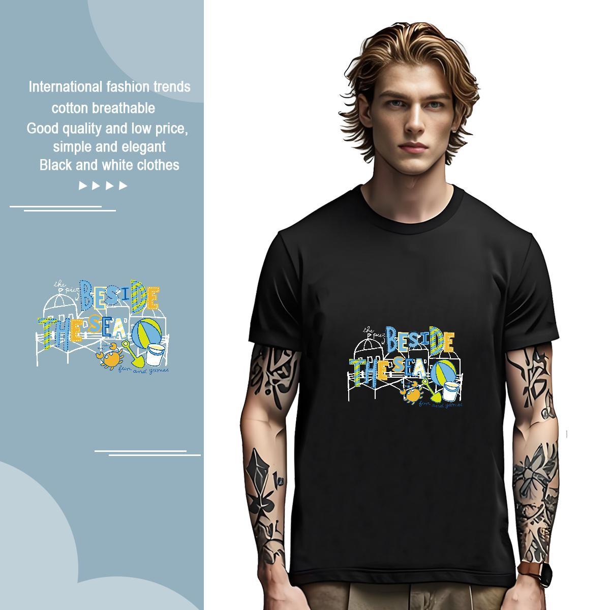 Popular Couples T Shirts letter 230g Pure Cotton Spring Summer Breathable T-Shirts for Men DIY Logo Oversized Wholesale Tee Shirt