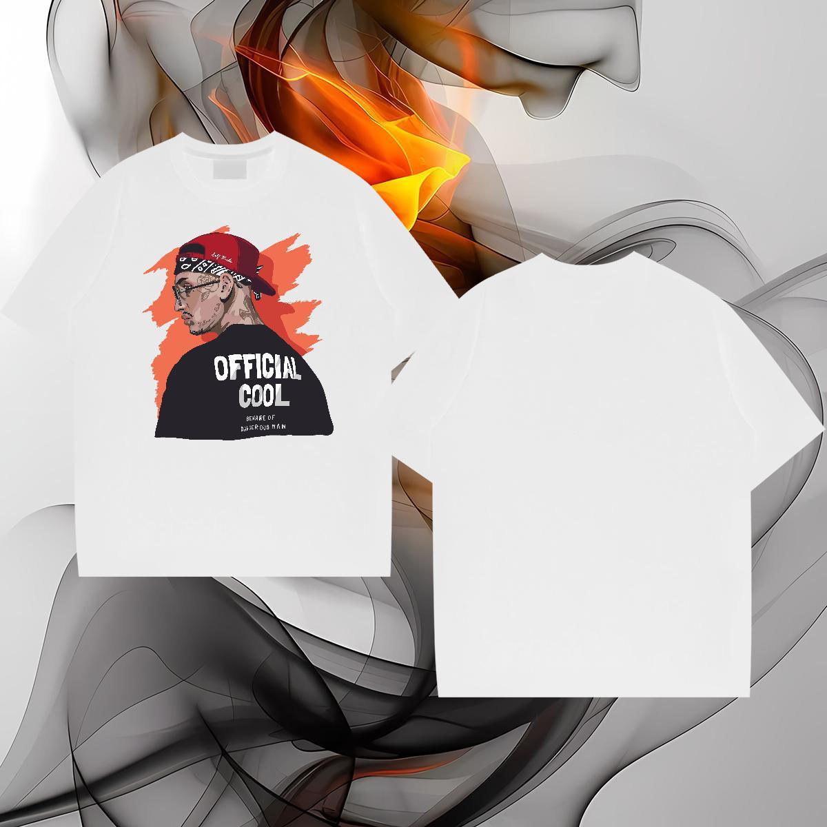 Custom T Shirts Men portrait Tshirts 230g 100% Cotton High Street Hip Hop Soft White Plus Size Breathable Soft Tshirt for Man Woman