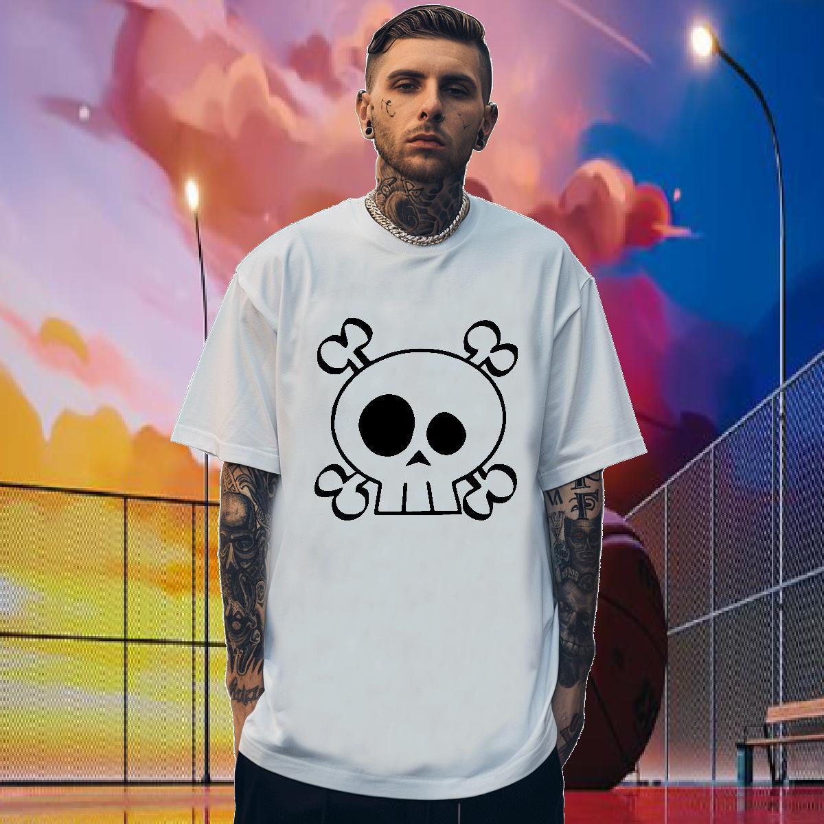 2024 Designer Men T Shirts skull Tees 100% Cotton 230g Casual Brand Custom Print Plus Size Breathable Short Sleeve Tshirts