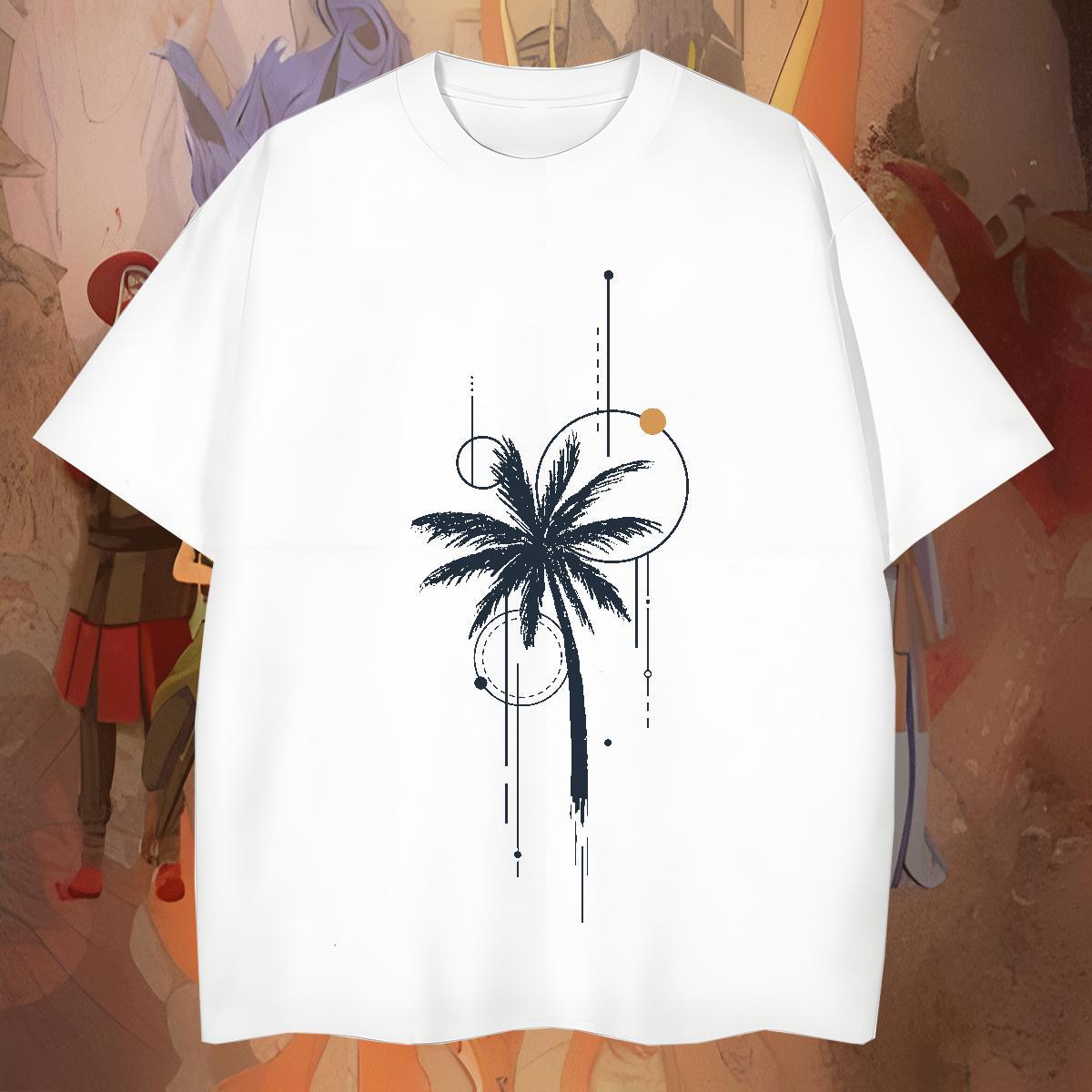 Classic tree T Shirts Men Casual Daily Wear Men Clothes T-Shirt 230g Cotton Fashion Designer Crew Neck Breathable Black White Polos