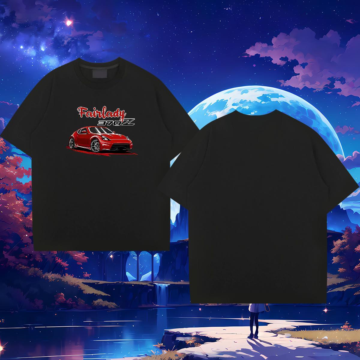 Loose Fit Men Clothes T-Shirt car 230g Pure Cotton Street Casual Short Sleeve Soft Men T Shirts Plus Size Cartoon Classic Tops Shirt