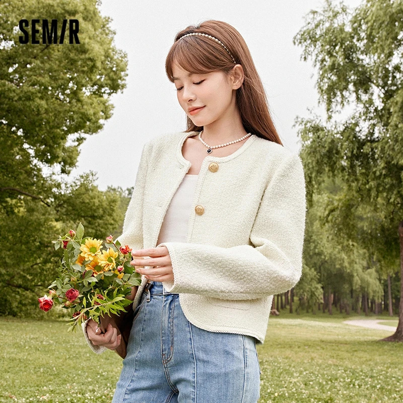 Semir Women Jacket Autumn Slim-fit Tweed Jacket Fragrant Style for Women 240812