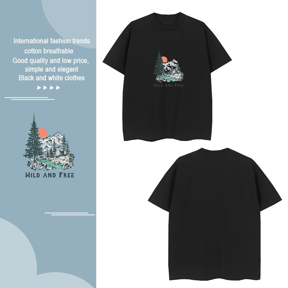 Popular Tshirt for Man Woman mountains 100% Cotton 230g Casual Daily Wear Round Neck Short Sleeve Man T Shirts DIY Logo Oversized Fashion Designer Tsh
